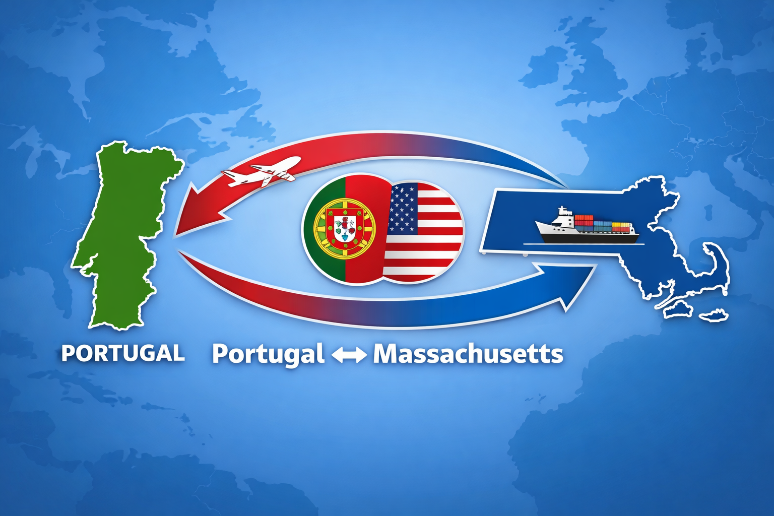 Portugal to Massachusetts route